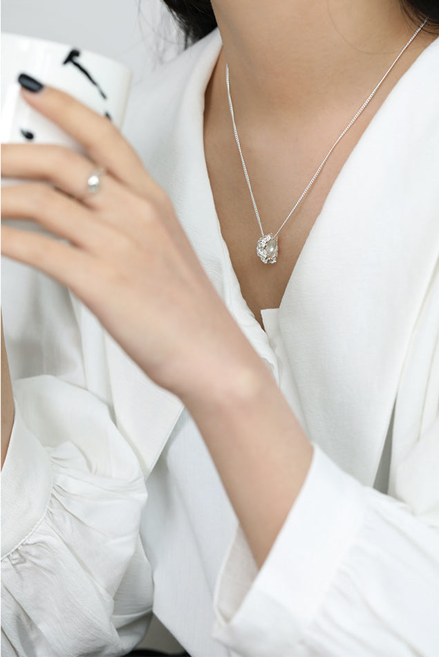 925 Sterling Silver Rock Texture Necklace