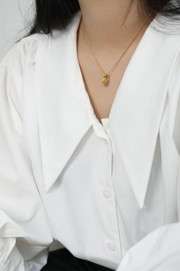 18K Gold Plated 925 Sterling Silver Rock Texture Necklace