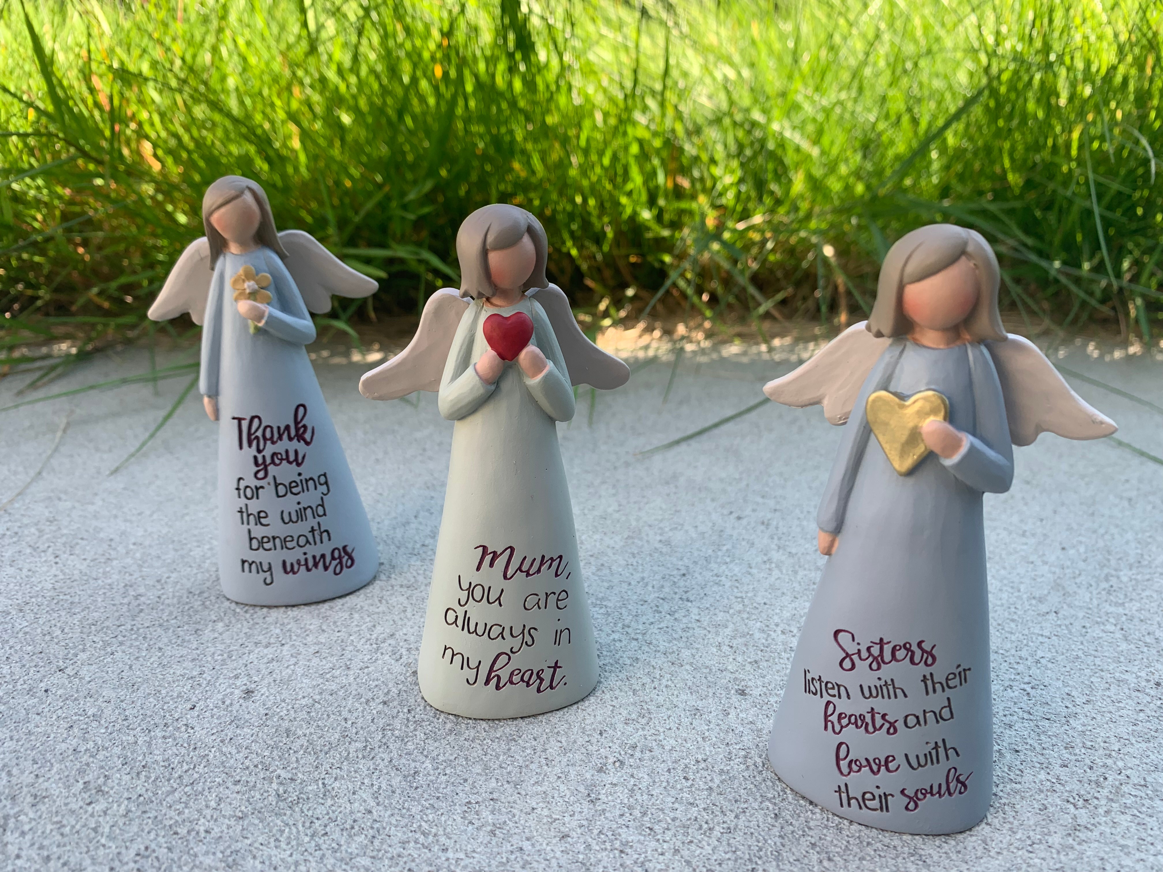 Hand Painted "Sister" Angel With Heart Figurine