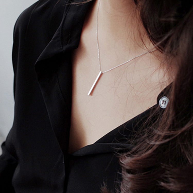 Silver vertical bar hot sale pendant necklace