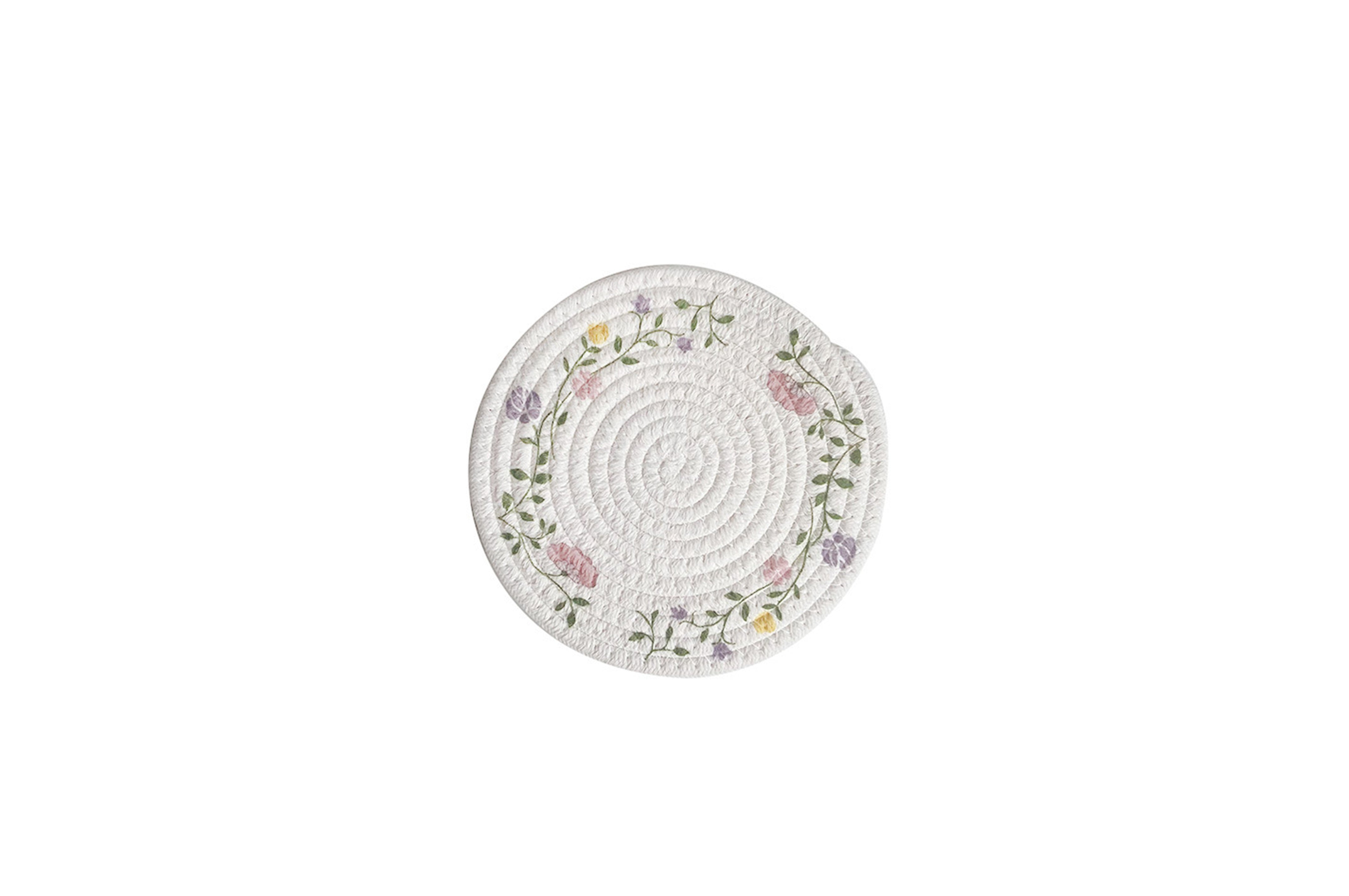Woven Textured Cotton Yarn Coaster - Florals
