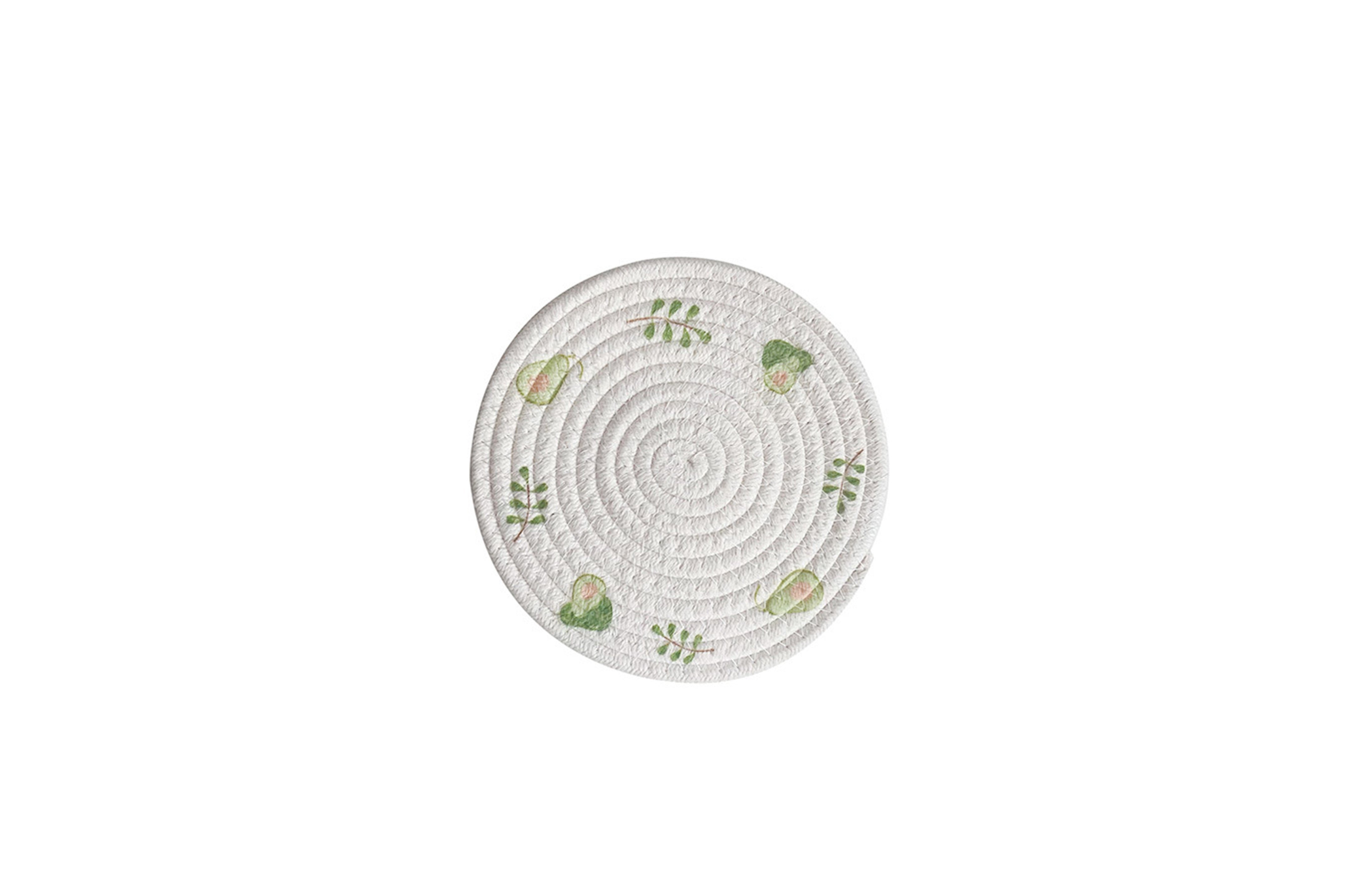 Woven Textured Cotton Yarn Coaster - Avocado