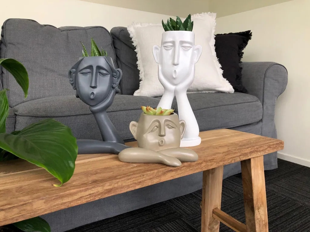 Three's Company Face Bluish-Grey Planter